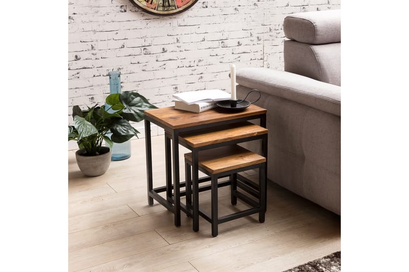 Aranza Indskudsbord 45 cm 3 Bord - Massivt Træ/Sort - Møbler - Borde - Sofabord