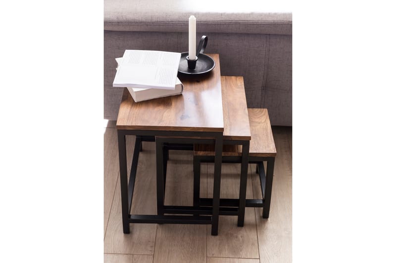 Aranza Indskudsbord 45 cm 3 Bord - Massivt Træ/Sort - Møbler - Borde - Sofabord