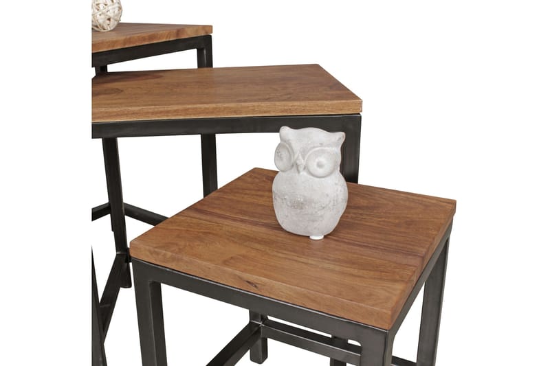 Aranza Indskudsbord 45 cm 3 Bord - Massivt Træ/Sort - Møbler - Borde - Sofabord