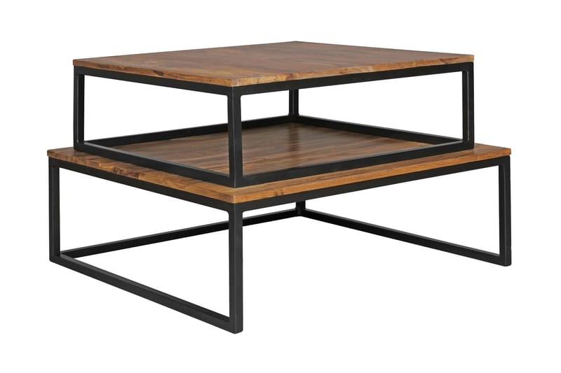 Aranza Indskudsbord 75 cm 2 Bord - Massivt Træ/Sort - Møbler - Borde - Sofabord