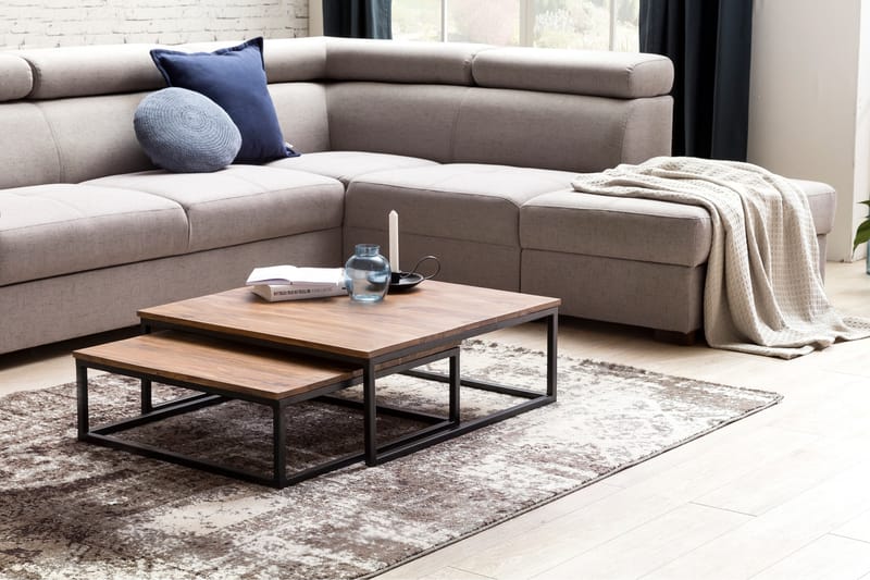 Aranza Indskudsbord 75 cm 2 Bord - Massivt Træ/Sort - Møbler - Borde - Sofabord