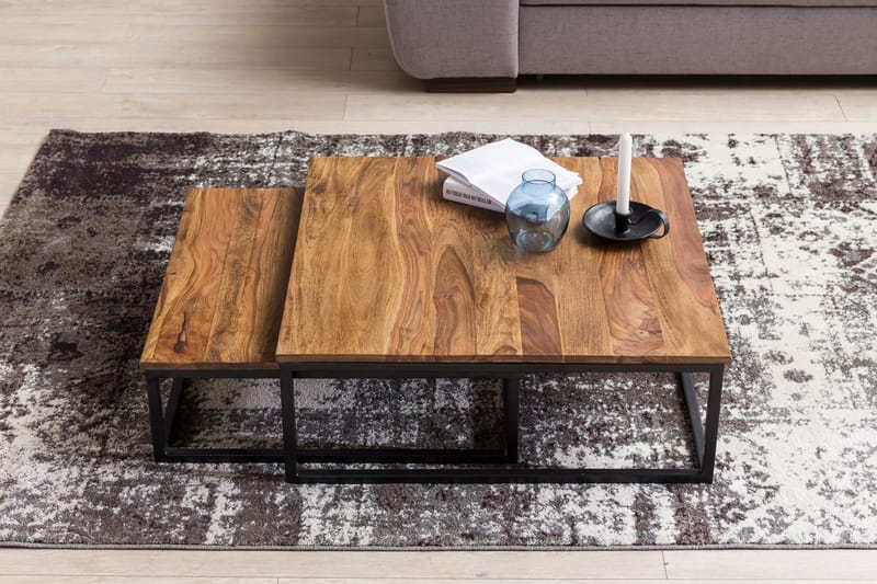 Aranza Indskudsbord 75 cm 2 Bord - Massivt Træ/Sort - Møbler - Borde - Sofabord