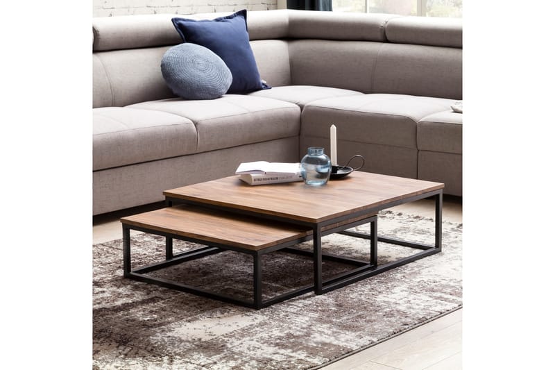 Aranza Indskudsbord 75 cm 2 Bord - Massivt Træ/Sort - Møbler - Borde - Sofabord