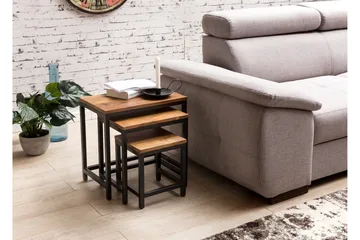 Aranza Indskudsborde 45 cm 3 Borde - Massivt Træ/Sort - Møbler - Borde - Sofabord