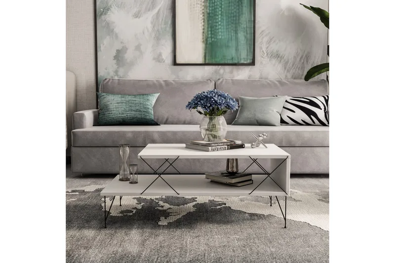 Artenay Sofabord 100 cm - Hvid/Sort - Møbler - Borde - Sofabord