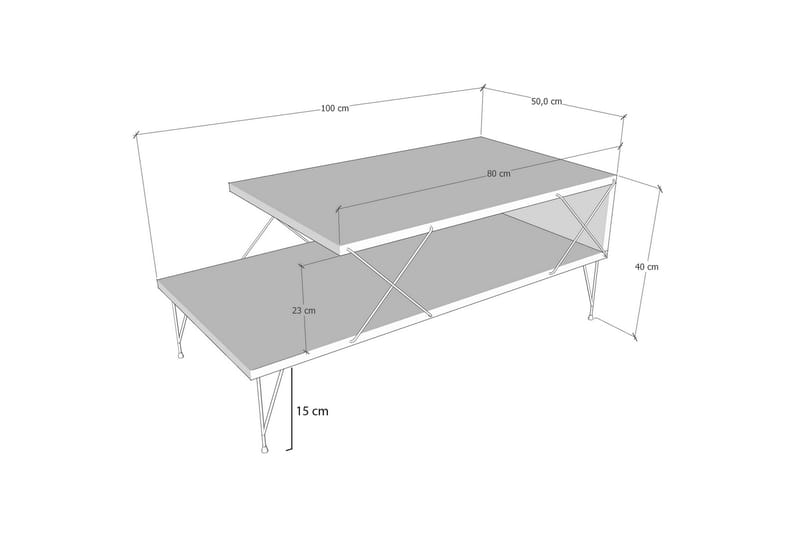 Artenay Sofabord 100 cm - Hvid/Sort - Sofabord