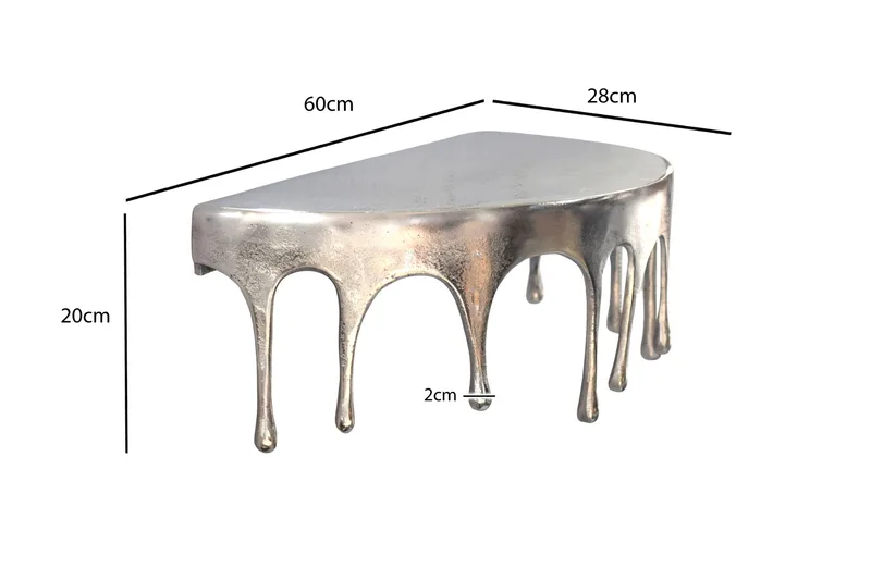 Arvik væghylde 60 cm i aluminium med dråbedesign - sølv - Møbler - Borde - Sofabord - Sofabord med opbevaring