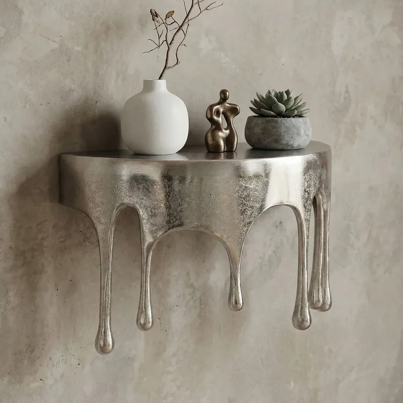 Arvik væghylde 60 cm i aluminium med dråbedesign - sølv - Møbler - Borde - Sofabord - Sofabord med opbevaring