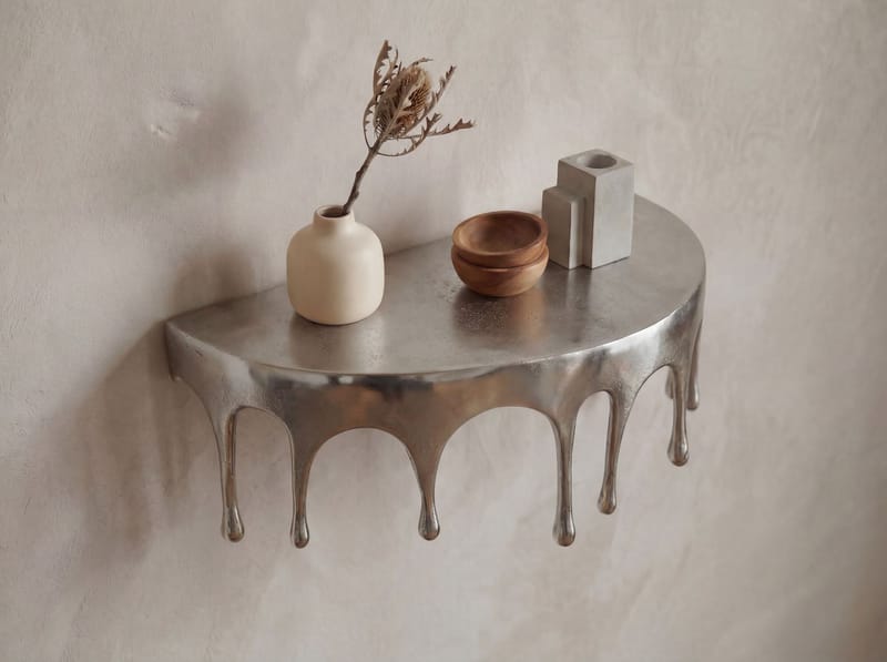 Arvik væghylde 60 cm i aluminium med dråbedesign - sølv - Møbler - Borde - Sofabord - Sofabord med opbevaring