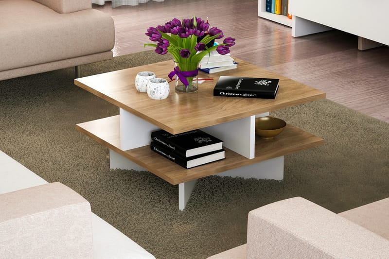 Asillane Sofabord 60 cm - Valnøddebrun/Hvid - Møbler - Borde - Sofabord