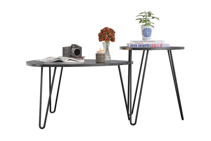 Athena Indskudsbord Sort/Marmormønster - Novogratz - Møbler - Borde - Sofabord