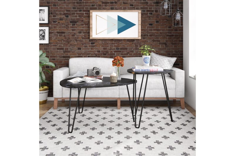 Athena Indskudsbord Sort/Marmormønster - Novogratz - Møbler - Borde - Sofabord