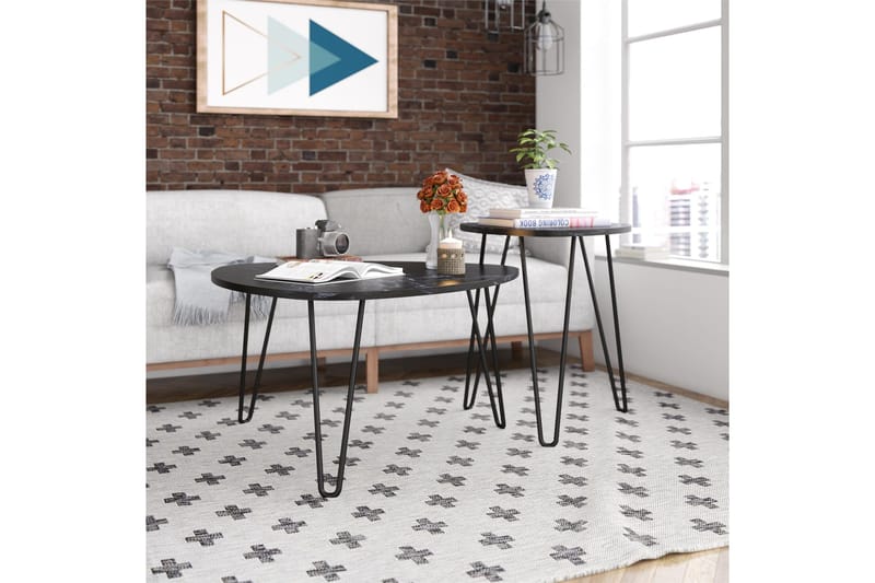 Athena Indskudsbord Sort/Marmormønster - Novogratz - Møbler - Borde - Sofabord