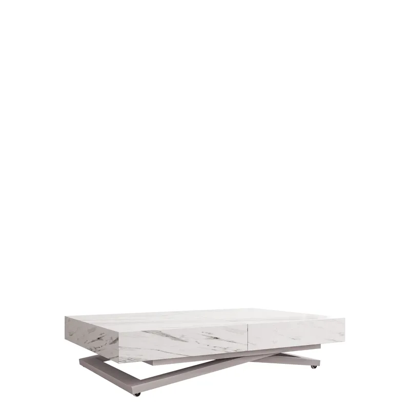 Avendi sofabord 120 cm, Sølv, hvid marmor