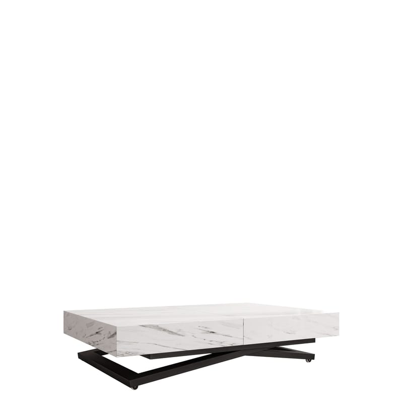 Avendi sofabord 120 cm, Sort, hvid marmor