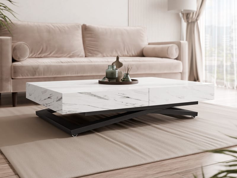 Avendi sofabord 120 cm - Sort, hvid marmor - Møbler - Borde - Sofabord