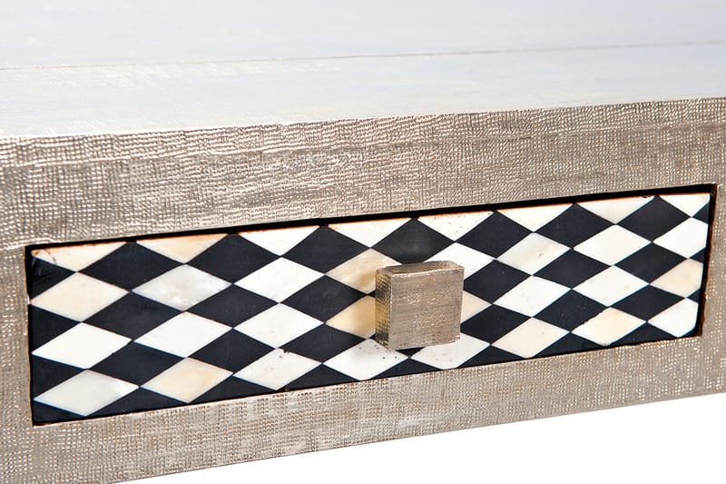 Azalea Sofabord 110 cm med Opbevaring Skuffer - Mangotræ/Lysegrå - Sofabord - Sofabord med opbevaring