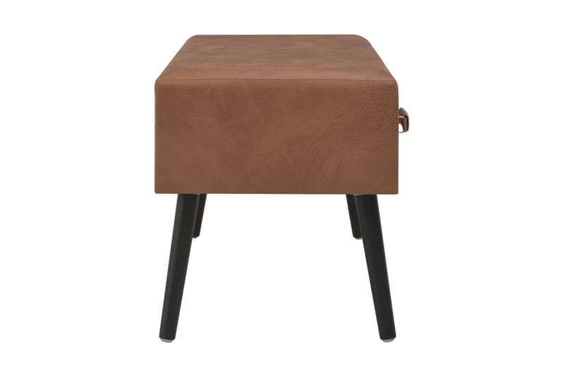 bænk med skuffer 80 cm mørkebrun kunstlæder - Sofabord