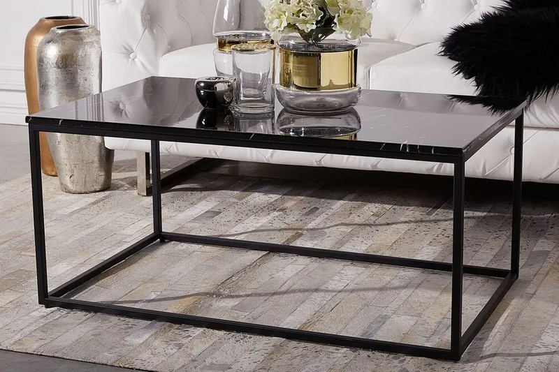 Barreras Sofabord 100 cm Marmormønster - Sort - Møbler - Borde - Sofabord