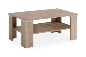 Bastia Sofabord 100 cm med Opbevaring Hylder - Lyse Egefarvet - Møbler - Borde - Sofabord