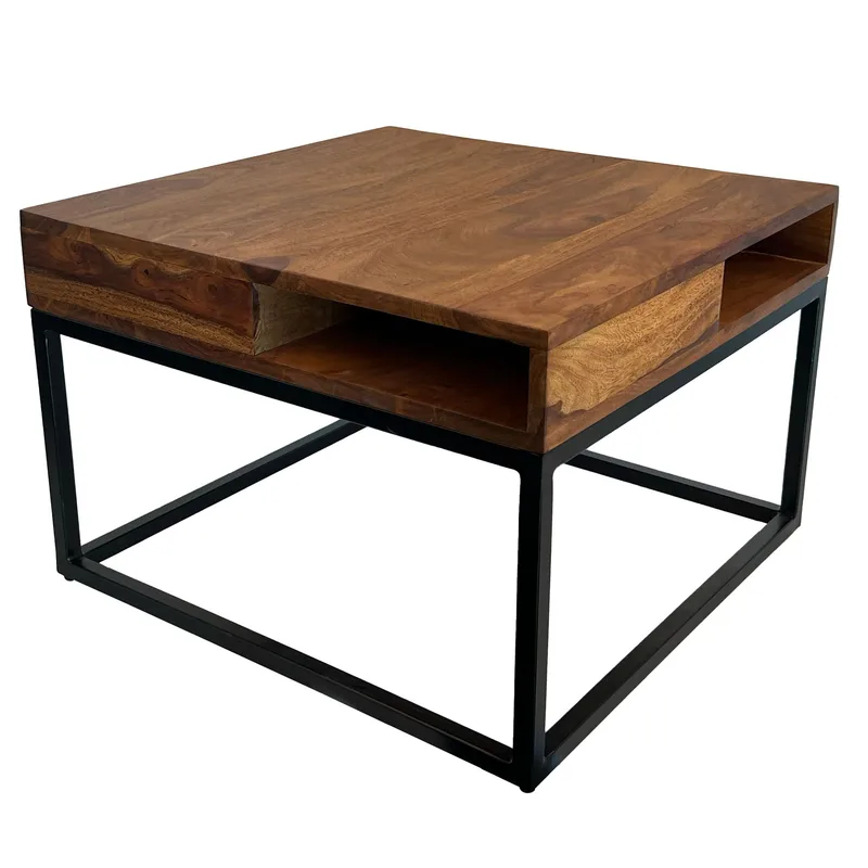 Beleri Sofabord 60 cm Kvadratisk, Varm brun og sort