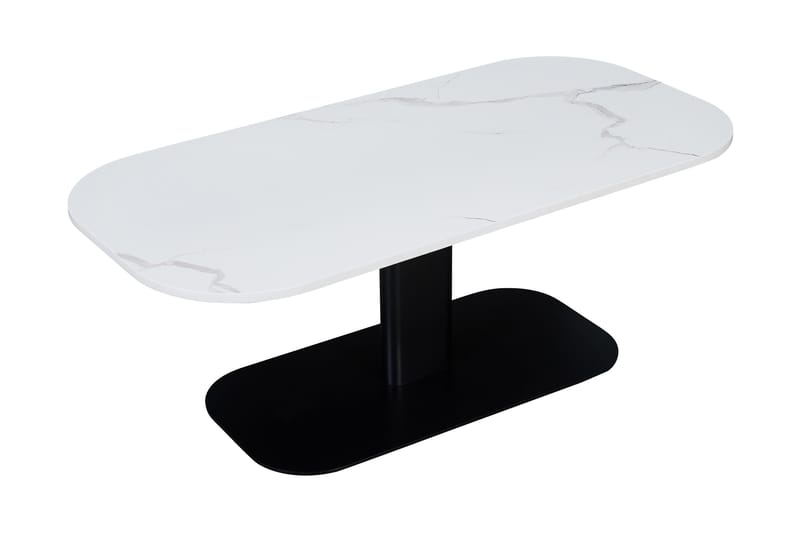 Bodal Sofabord 120 cm Ovalt Marmor - Hvid/Sort - Sofabord