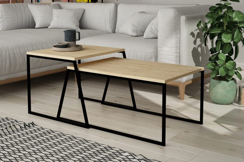 Bodsjö Indskudsbord 88 cm 2 Bord - Lysebrun/Sort - Møbler - Borde - Sofabord