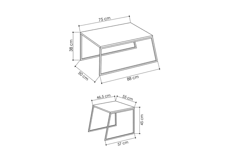 Bodsjö Indskudsbord 88 cm 2 Bord - Lysebrun/Sort - Møbler - Borde - Sofabord