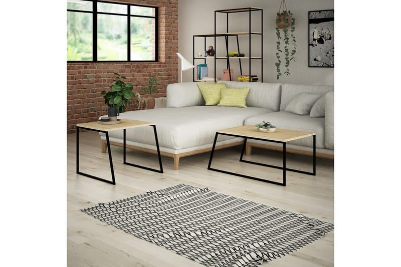 Bodsjö Indskudsbord 88 cm 2 Bord - Lysebrun/Sort - Møbler - Borde - Sofabord