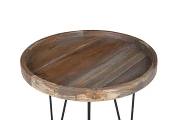 Bondiss 45 cm Rundt Sofabord med Hårnålsben i Teak - Brun - Møbler - Borde - Sofabord