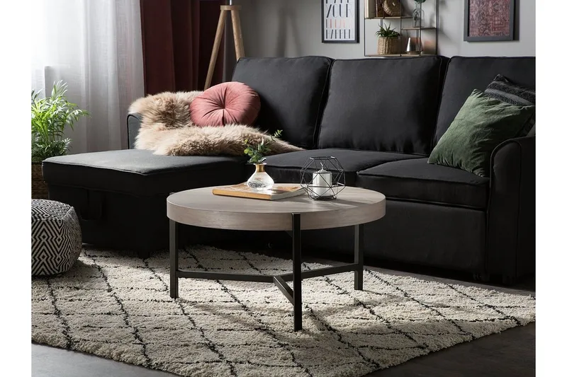 Boneti Sofabord 80 cm Rundt, Brungrå/Sort