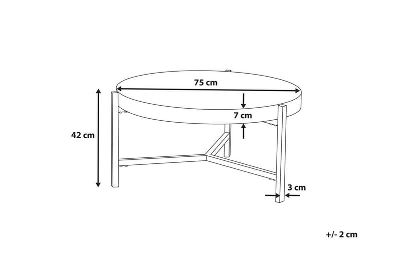 Boneti Sofabord 80 cm Rundt - Brungrå/Sort - Sofabord