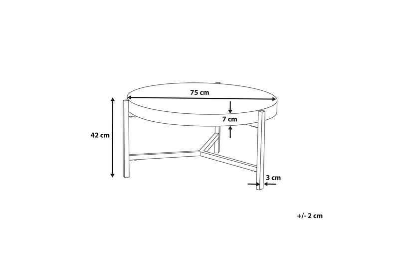 Boneti Sofabord 80 cm Rundt - Brungrå/Sort - Sofabord