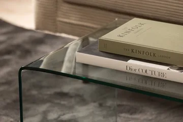 Bonisiolo Rektangulært Sofabord 110x55 cm i Bøjet Glas - Transparent - Møbler - Borde - Sofabord