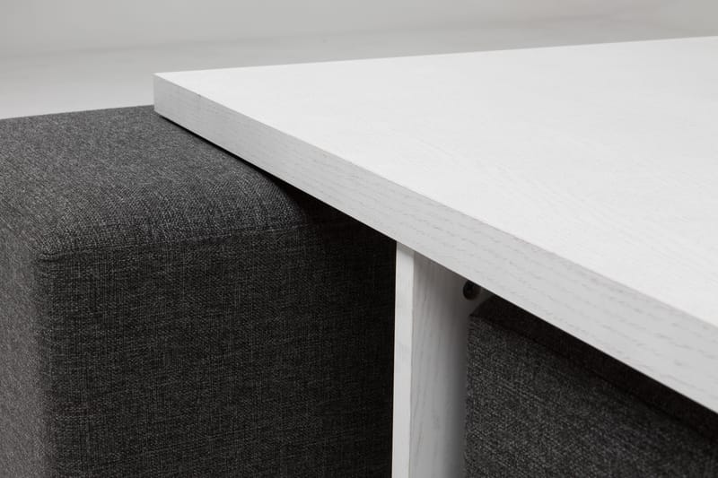 Boxy Sofabord 100 cm med 4 Paller - Hvid/Mørkegrå - Sofabord
