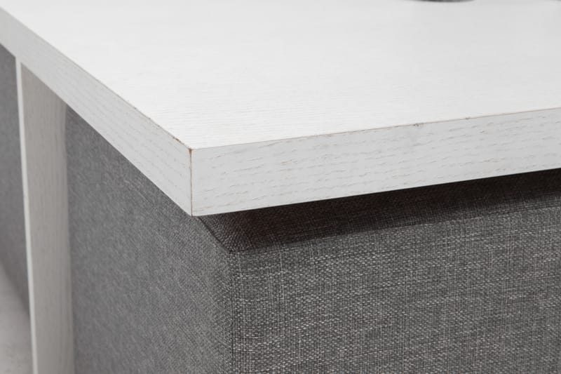 Boxy Sofabord 100 cm med 4 Paller - Hvid/Lysegrå - Sofabord