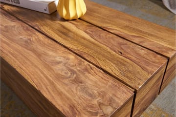 Brano 120 cm Rektangulært Sofabord i Massivt Træ med Massivt Bjælkedesign - Brun - Møbler - Borde - Sofabord
