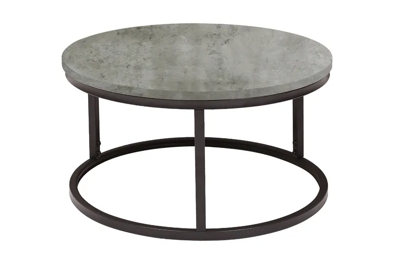Brite Rundt Sofabord 60x32 cm i Træ med Metalstel, Grå