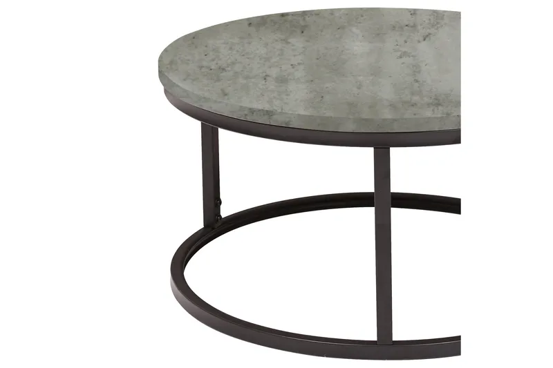Brite Rundt Sofabord 60x32 cm i Træ med Metalstel - Grå - Møbler - Borde - Sofabord