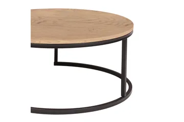 Britu Rundt Sofabord 80x35 cm i Træ med Egetræsudseende - Beige - Møbler - Borde - Sofabord