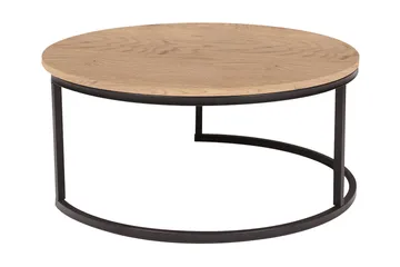 Britu Rundt Sofabord 80x35 cm i Træ med Egetræsudseende - Beige - Møbler - Borde - Sofabord