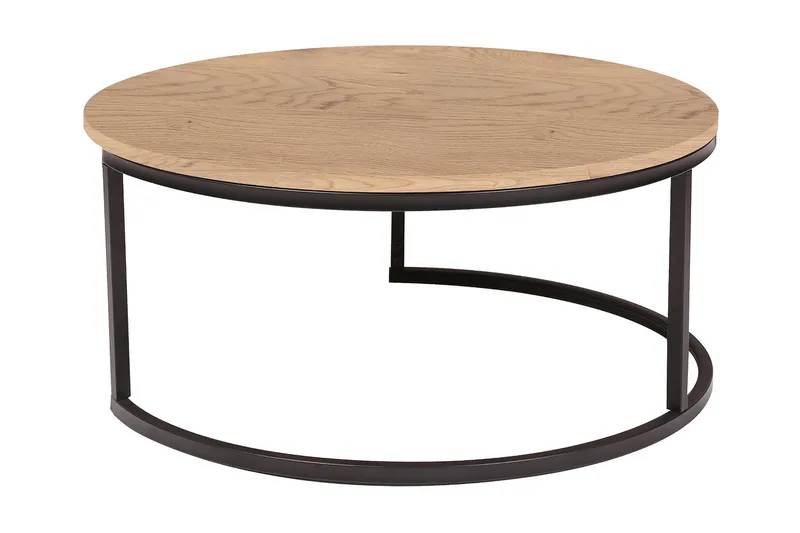Britu Rundt Sofabord 80x35 cm i Træ med Egetræsudseende, Beige