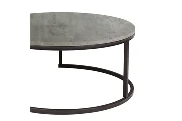 Britu Rundt Sofabord 80x35 cm i Træ med Metalstel - Grå - Møbler - Borde - Sofabord