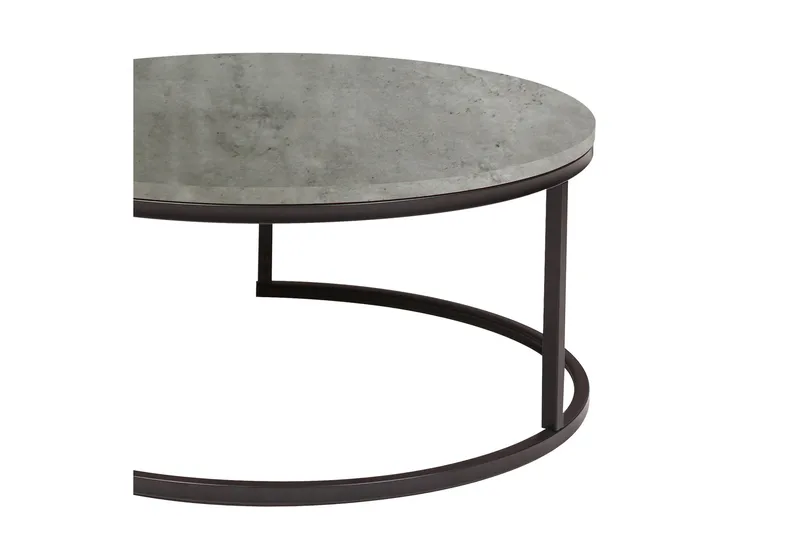 Britu Rundt Sofabord 80x35 cm i Træ med Metalstel - Grå - Møbler - Borde - Sofabord