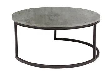 Britu Rundt Sofabord 80x35 cm i Træ med Metalstel - Grå - Møbler - Borde - Sofabord
