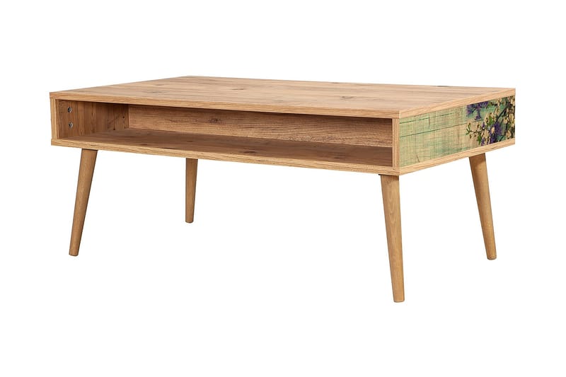 Brokind Sofabord 110 cm med Opbevaringshylde - Natur/Grøn - Møbler - Borde - Sofabord