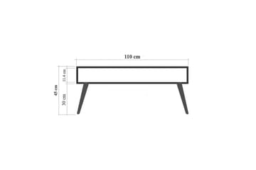 Brokind Sofabord 110 cm med Opbevaringshylde Tekst - Natur - Møbler - Borde - Sofabord