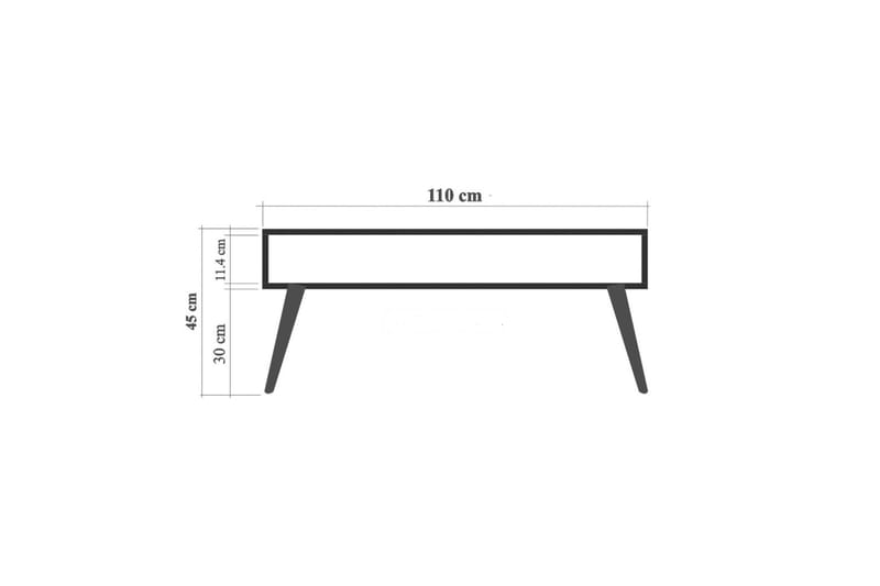 Brokind Sofabord 110 cm med Opbevaringshylde Tekst - Natur - Møbler - Borde - Sofabord