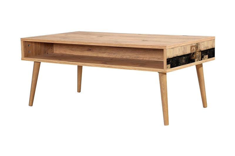 Brokind Sofabord 110 cm med Opbevaringshylde To - Natur - Møbler - Borde - Sofabord