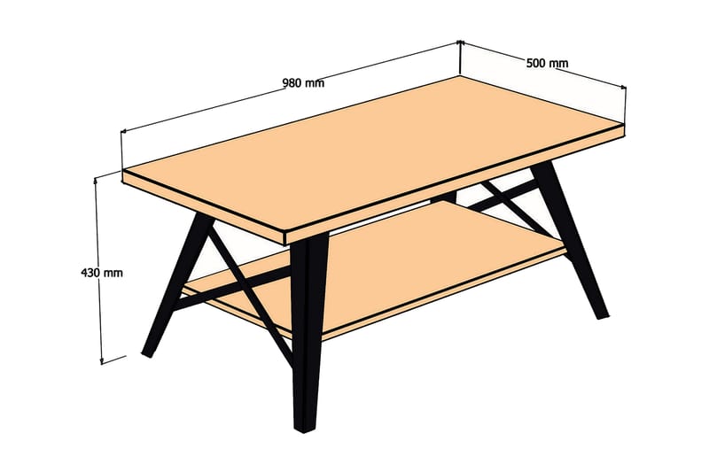 Brutorp Sofabord 98x43x98 cm - Blå - Møbler - Borde - Sofabord